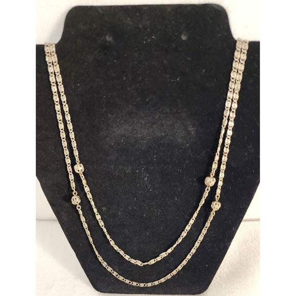 freirich Jewelry - Vintage Signed Freirich Flapper Style Silver Tone Necklace 60 Inch Long